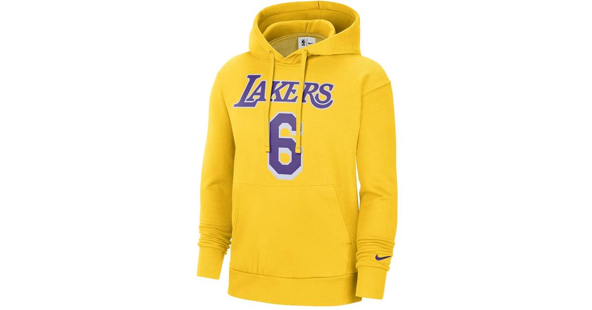 Yellow Lebron James Lakers Hoodie Nike Nba La Lakers Lebron James