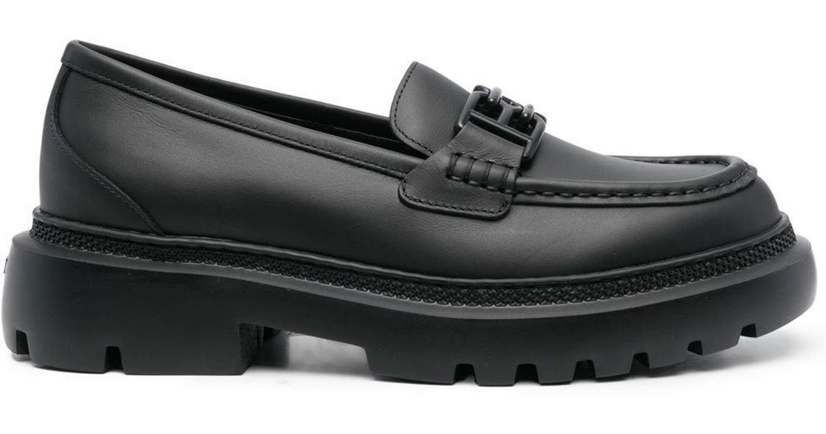 Bally Leather Matte Logo-plaque Detail Loafers in Black | Lyst UK