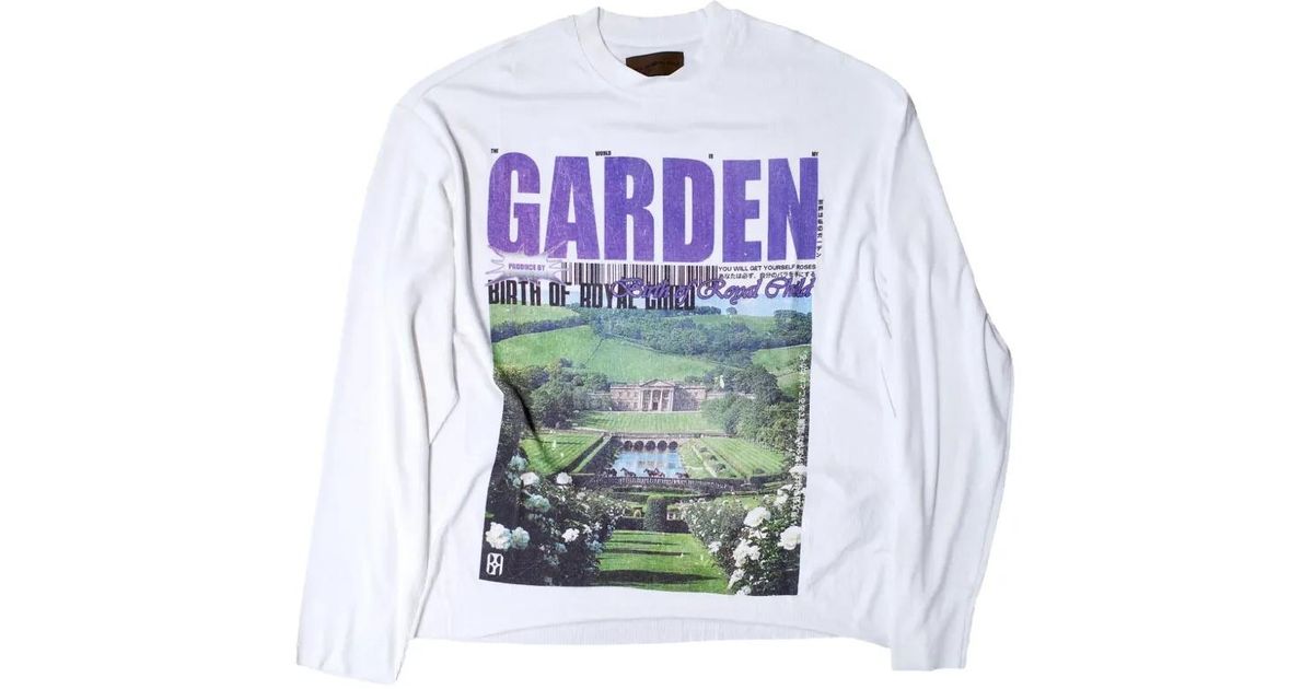 BIRTH OF ROYAL CHILD Printed Long-Sleeve T-Shirt in White for Men 