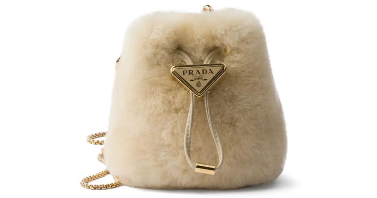 Prada Shearling Mini Bag in Natural Lyst UK