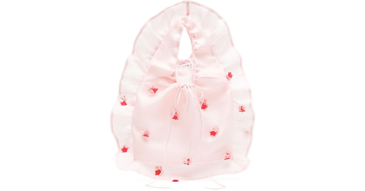 Cecilie Bahnsen Sapphire Ruffled Silk Bag in Pink | Lyst