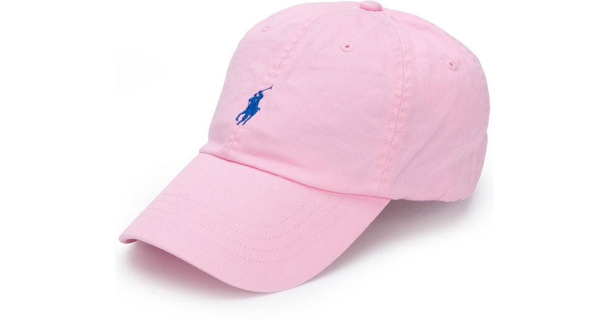 Polo Ralph Lauren Embroidered Logo Cap in Pink | Lyst