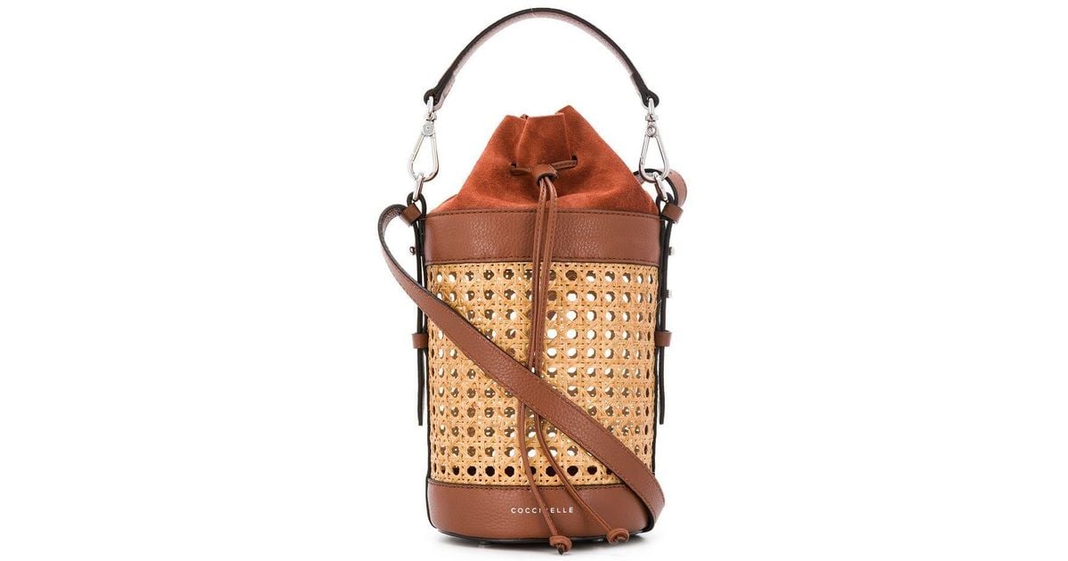 Coccinelle Leather Woven Bucket Bag | Lyst
