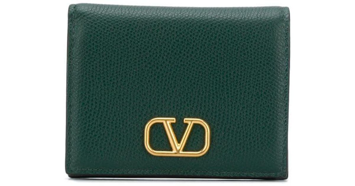 Valentino Garavani Vlogo Leather Wallet in Green - Lyst