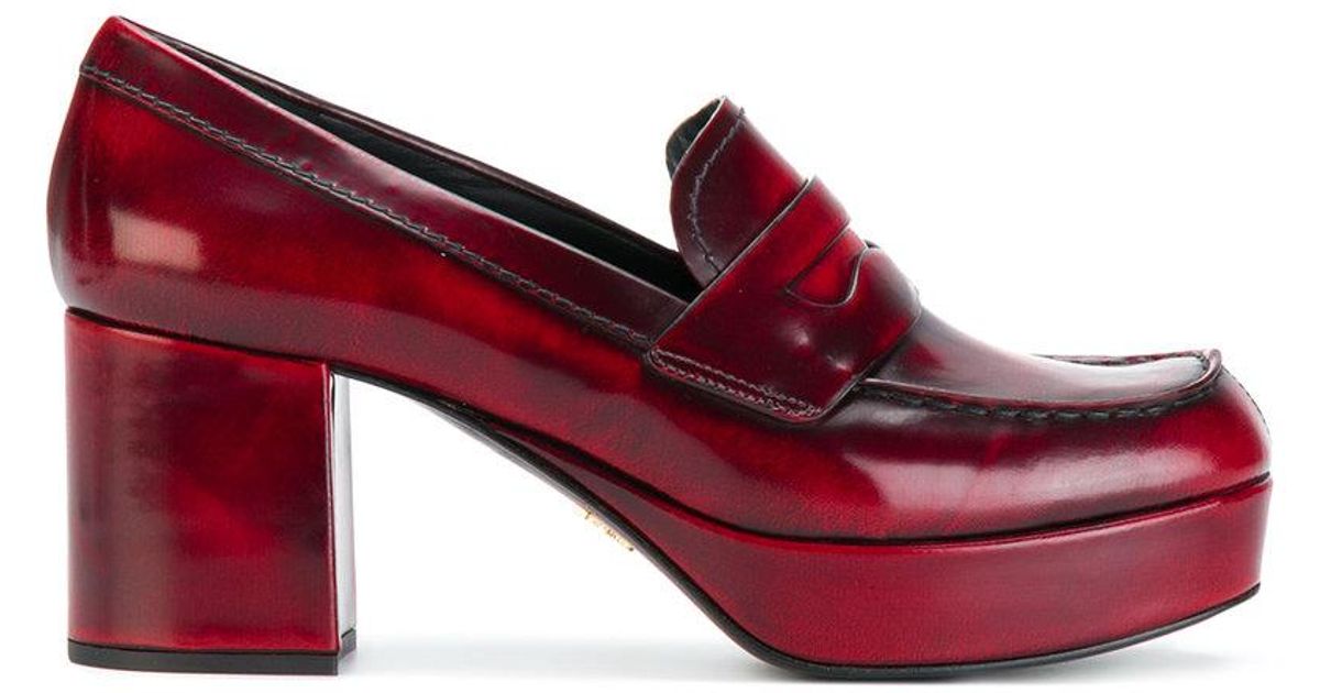 prada block heel loafer