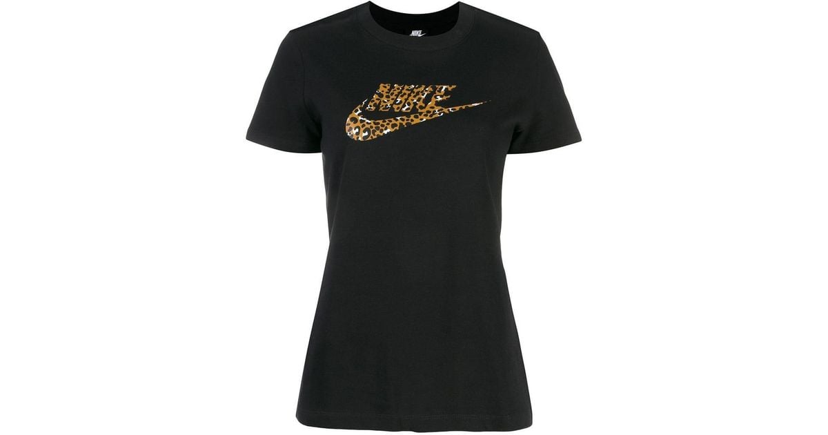 Pintura vergüenza observación Nike Leopard Print Logo T-shirt in Black | Lyst
