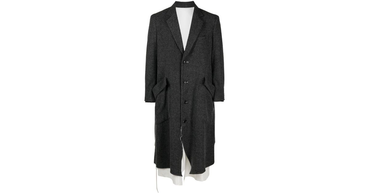 Sulvam Piping Wool-blend Coat in Black for Men | Lyst UK