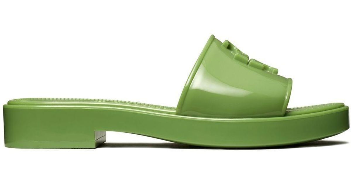 Tory Burch Eleanor 30mm Jelly Slides in Green | Lyst