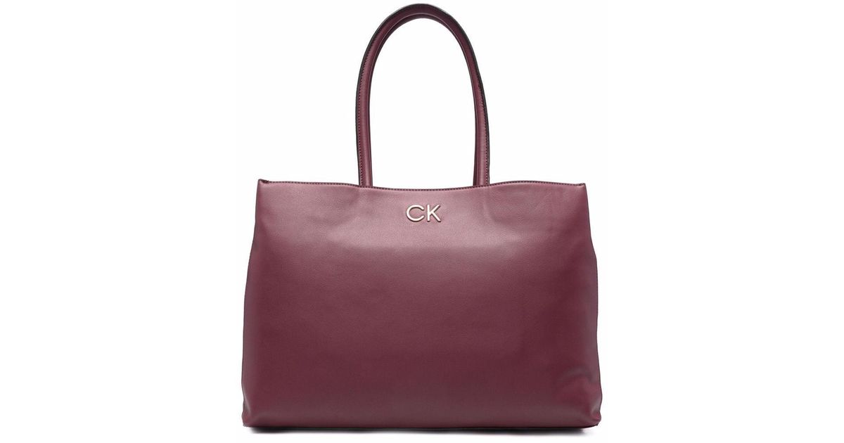 Calvin Klein Re-lock Shopper Tote Bag in Red | Lyst