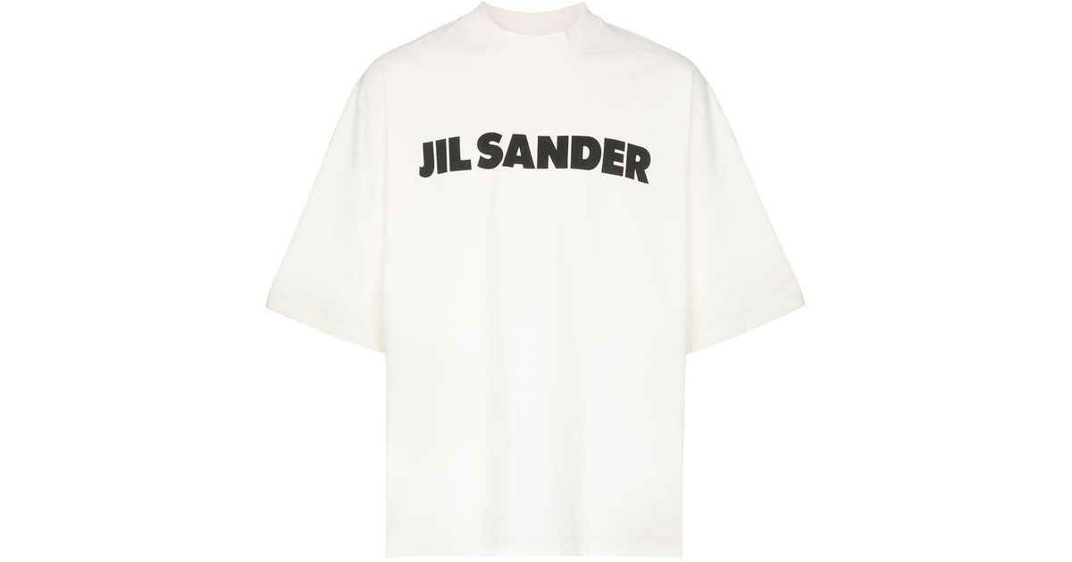 Jil Sander Cotton Logo Print T-shirt in White for Men - Lyst