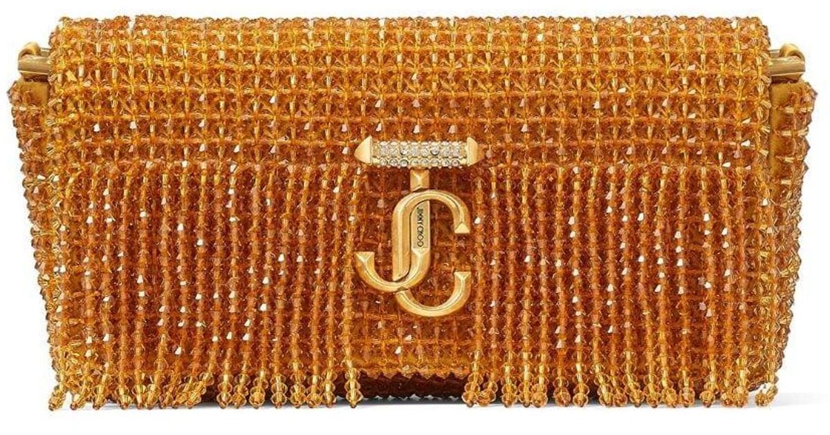 Jimmy Choo Avenue Bead-embellished Mini Shoulder Bag in Brown | Lyst