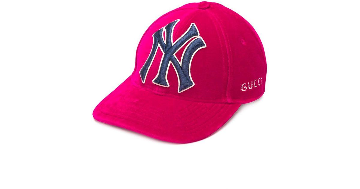 Gucci New York Yankees Embroidered Cap in Pink for Men | Lyst Gucci New York Yankees Embroidered Cap in Pink for Men | Lyst