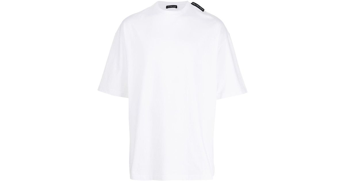 Balenciaga Logo Tab T-shirt in White for Men | Lyst