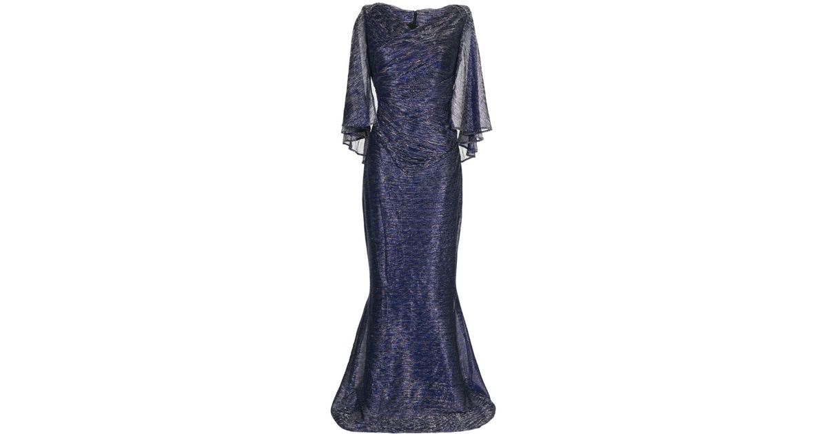 Talbot Runhof Doris Metallic-voile Gown in Blue | Lyst