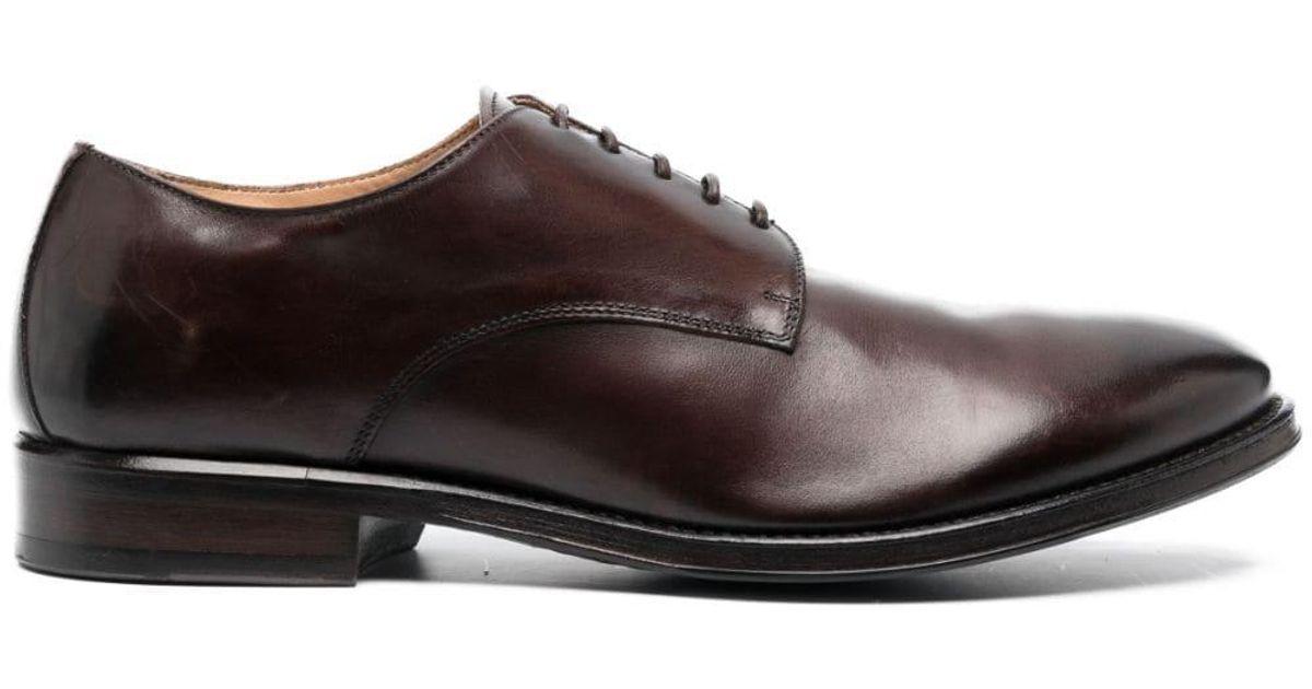 Alberto Fasciani Almond-toe Leather Oxford Shoes in Brown for Men | Lyst