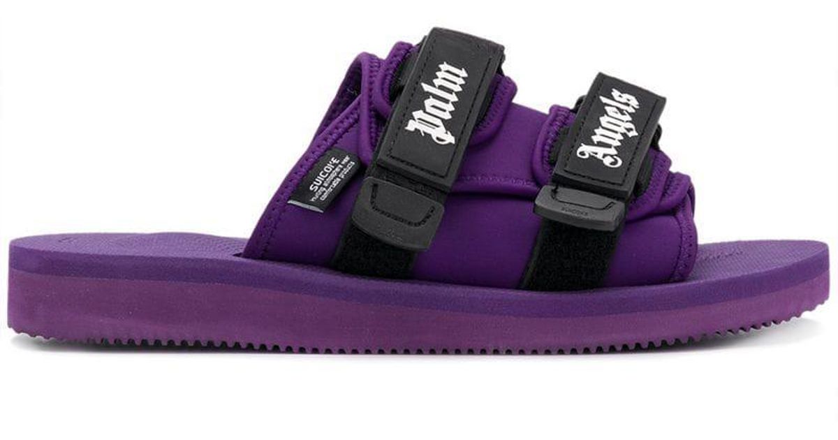 Palm Angels X Suicoke Slides in Purple for Men