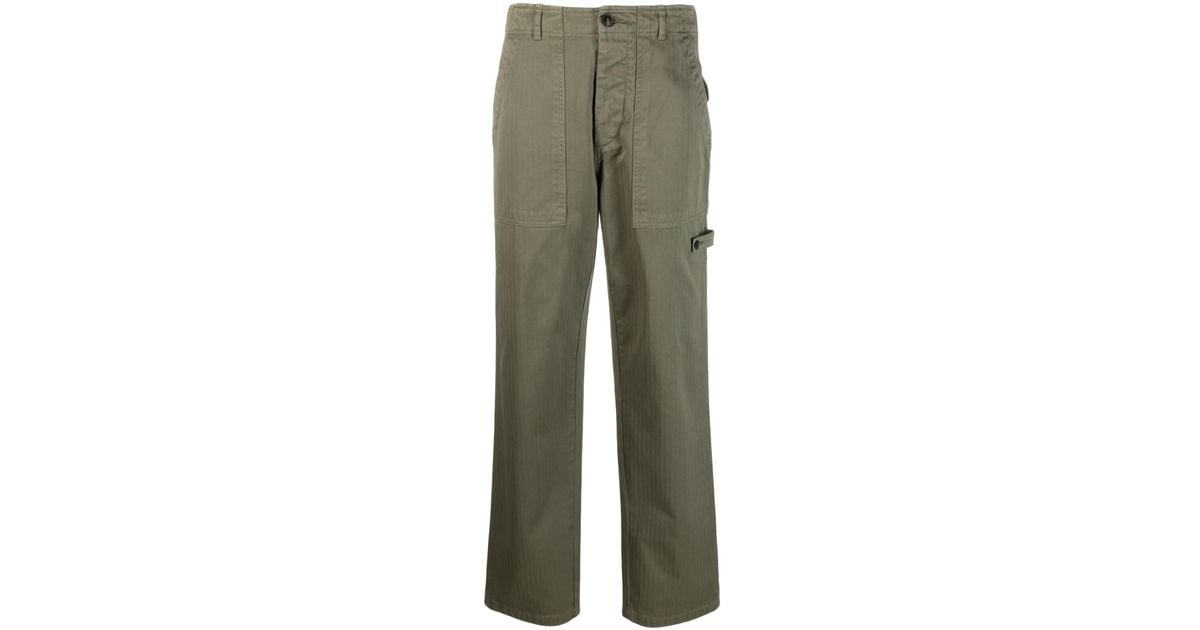 Fortela Straight-leg Cotton Trousers in Green | Lyst