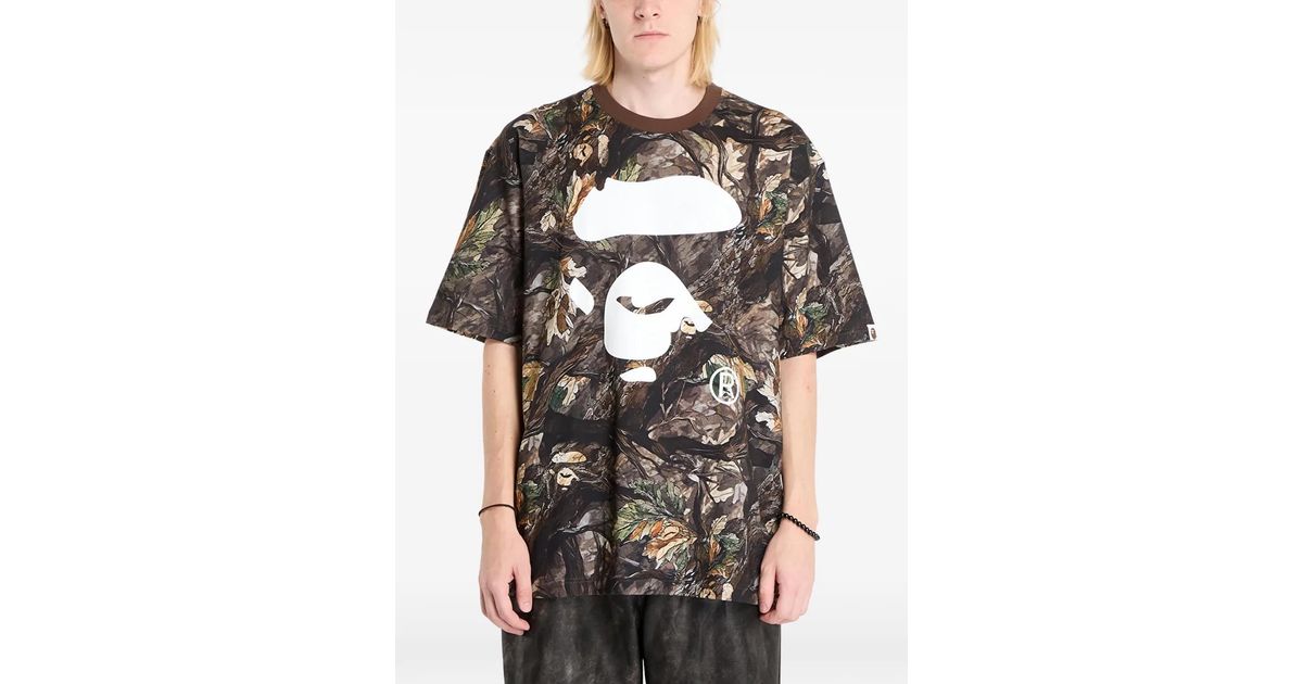 A Bathing Ape T-Shirt Tree Edge Camouflage Ape Face in Black | Lyst