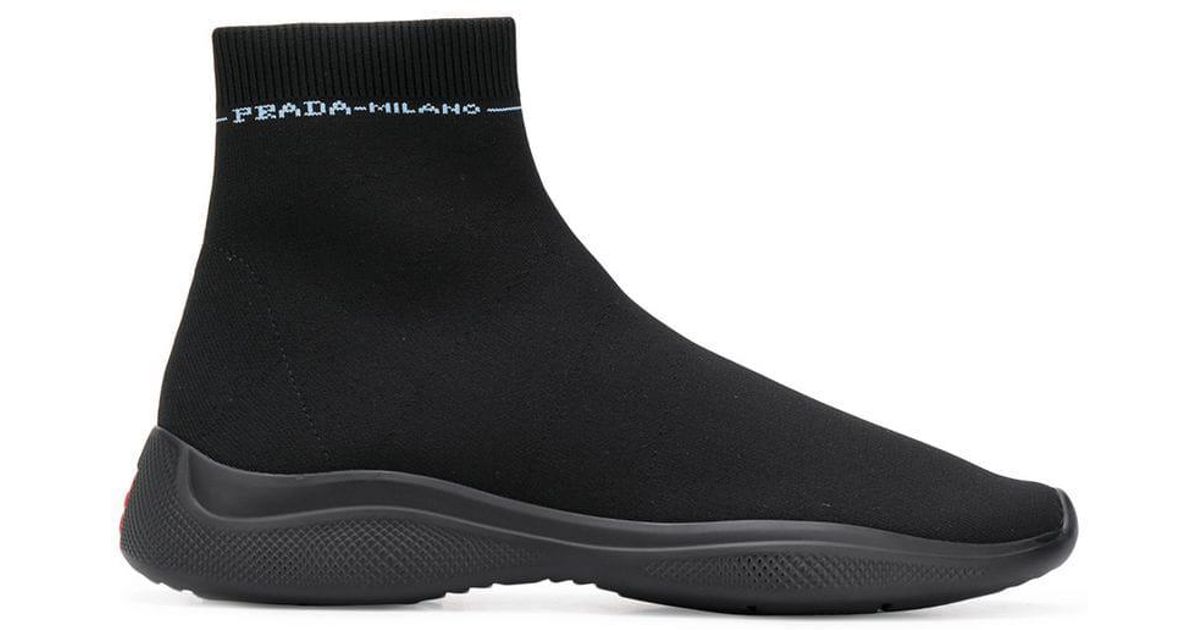Prada Sock Shaped Sneakers in Black for Men | Lyst
