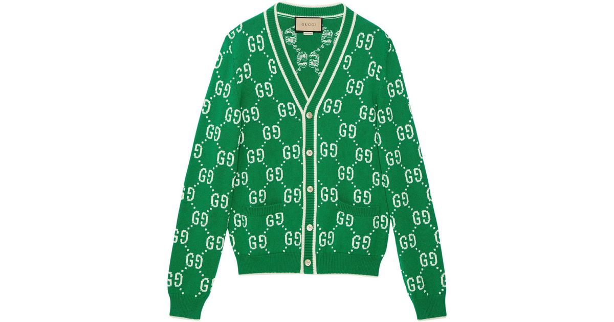 カーディガン グリーン コットン GGロゴ入り カーディガン グリーン コットン GGロゴ入り (GUCCI