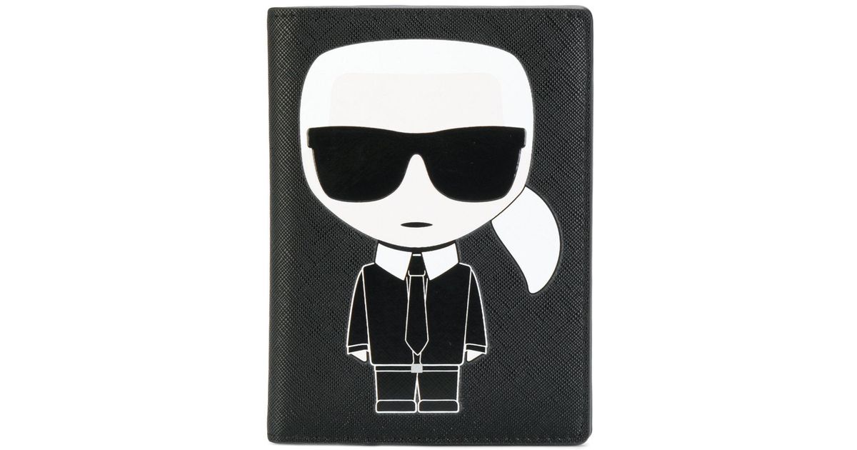 Karl Lagerfeld Ikonik Passport Holder in Black - Lyst