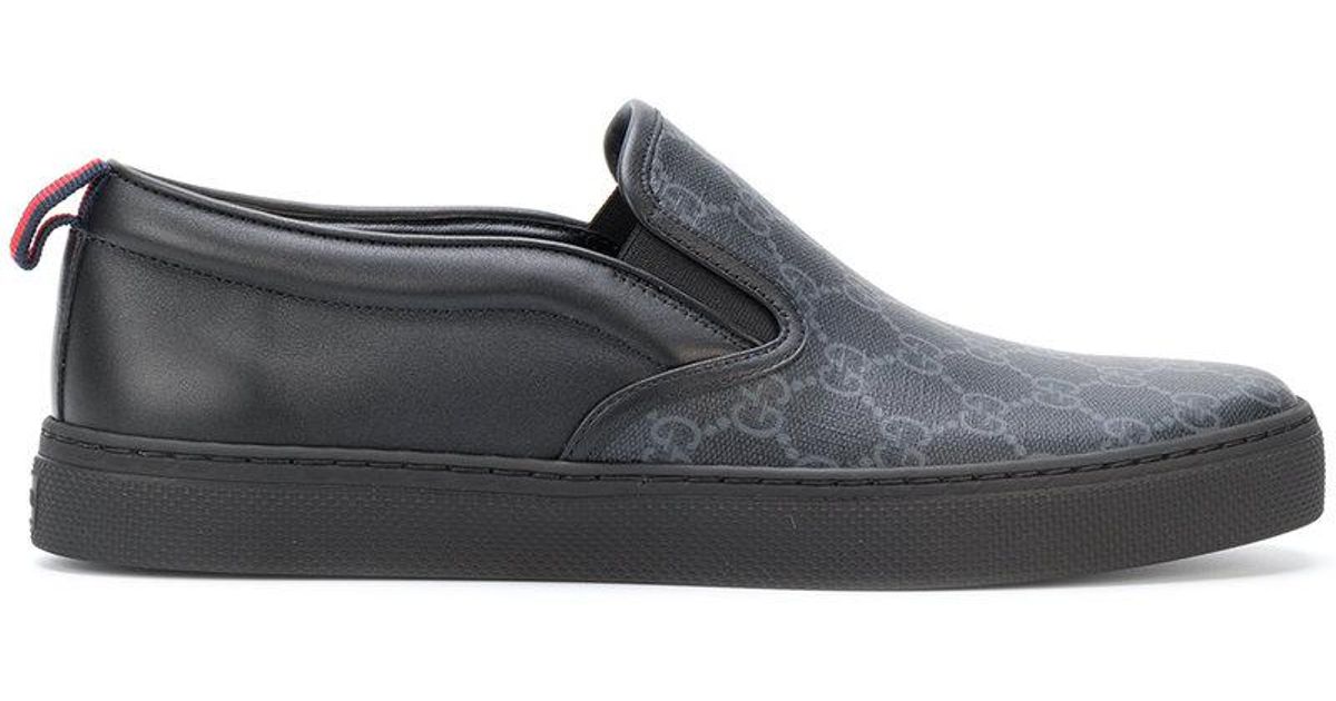 Gucci Gg Supreme Slip-on Sneakers in Black for Men | Lyst