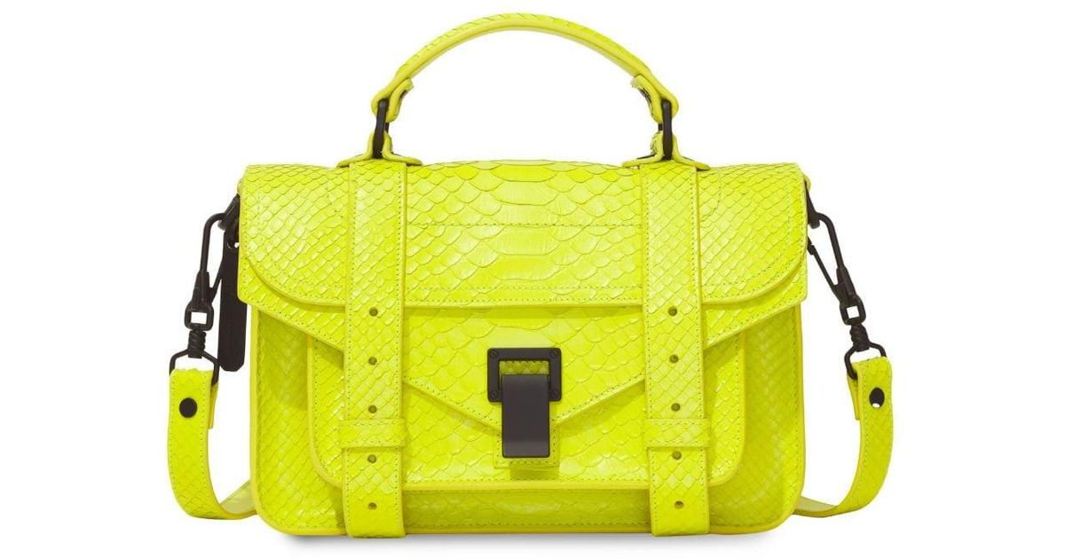 Proenza Schouler Carved Python Ps1 Tiny Crossbody Bag in Yellow | Lyst