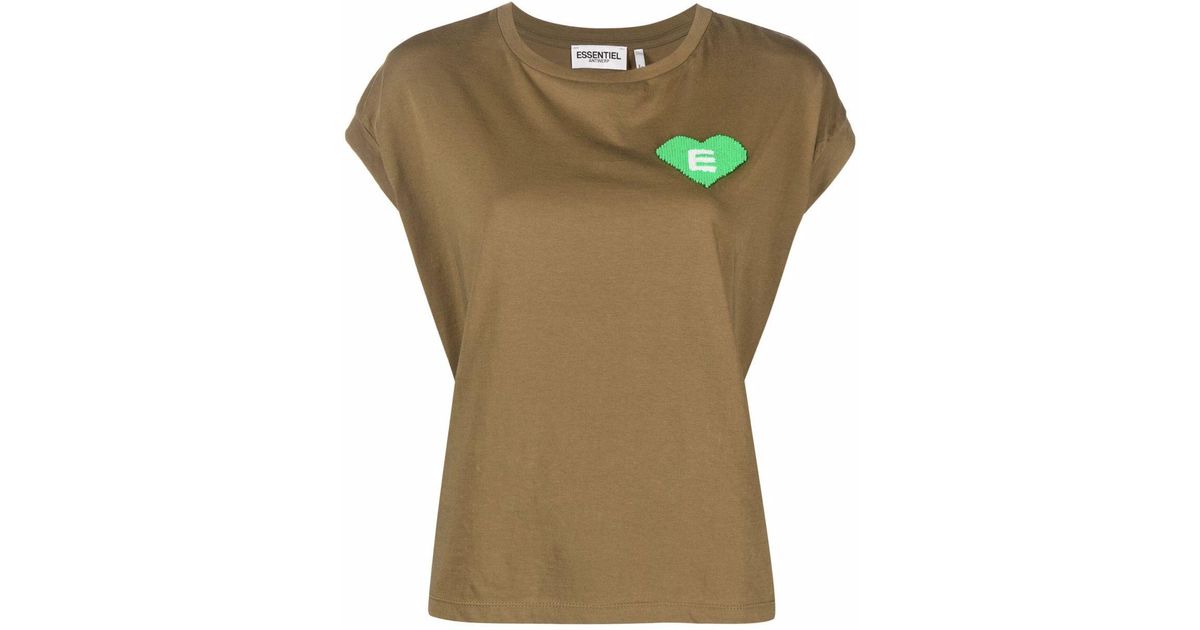 Essentiel Antwerp Cotton Logo-embroidered T-shirt in Green | Lyst Canada
