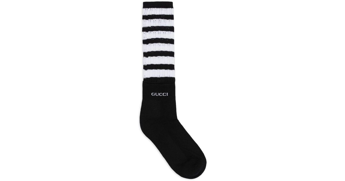 Gucci Logo-intarsia Stripe Socks in Black for Men | Lyst