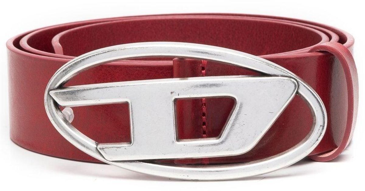 diesel logo lettering leather belt