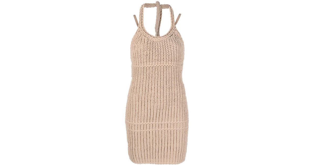 Jacquemus Knitted Halterneck Dress in Natural Lyst UK