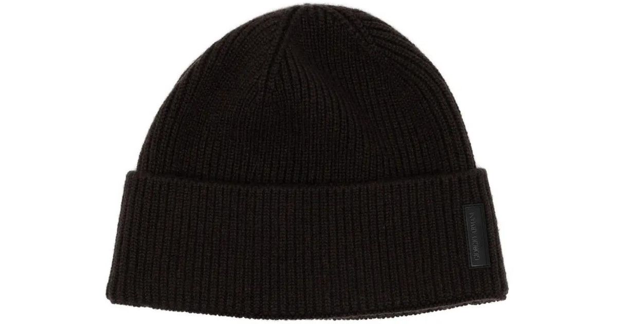 メンズ Giorgio Armani カシミア ビーニー ブラック | Lyst