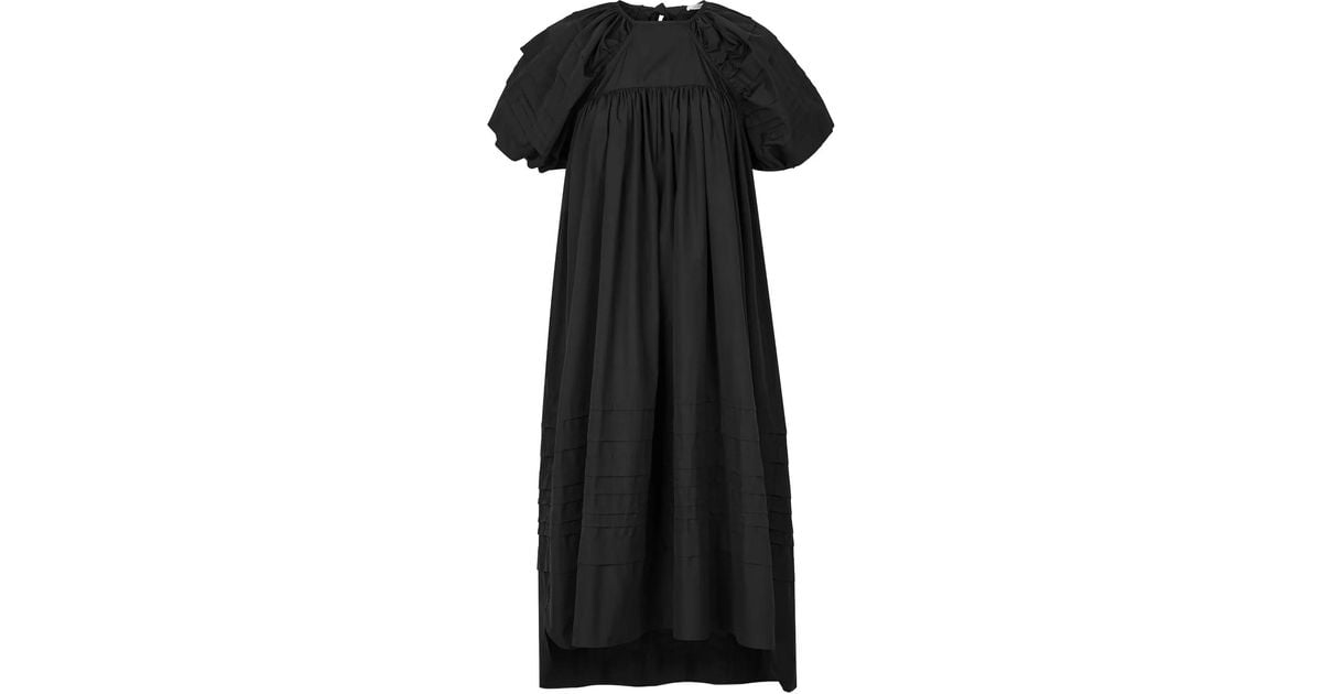 Cecilie Bahnsen Penelope Pleated Cotton Midi Dress in Black | Lyst