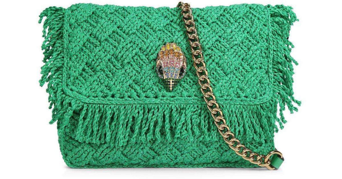 Kurt Geiger Fringededge Crochet Kensington Bag in Green Lyst