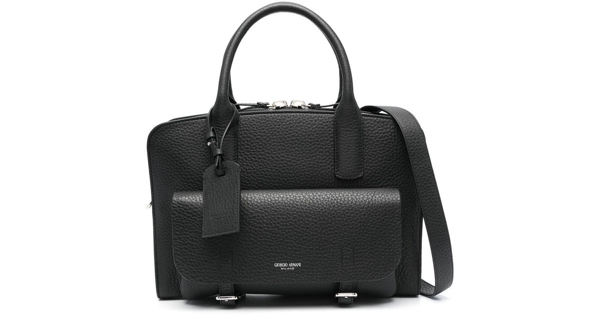 Armani Grainedleather Laptop Bag in Black for Men Lyst