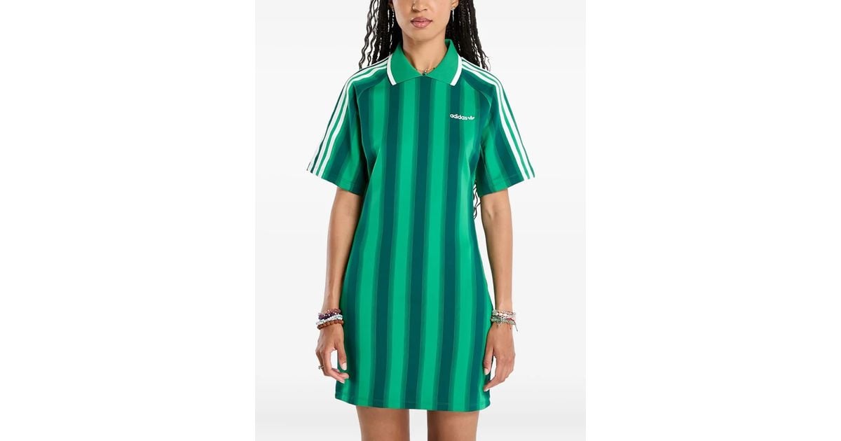 adidas Robe Courte À Rayures in Green | Lyst