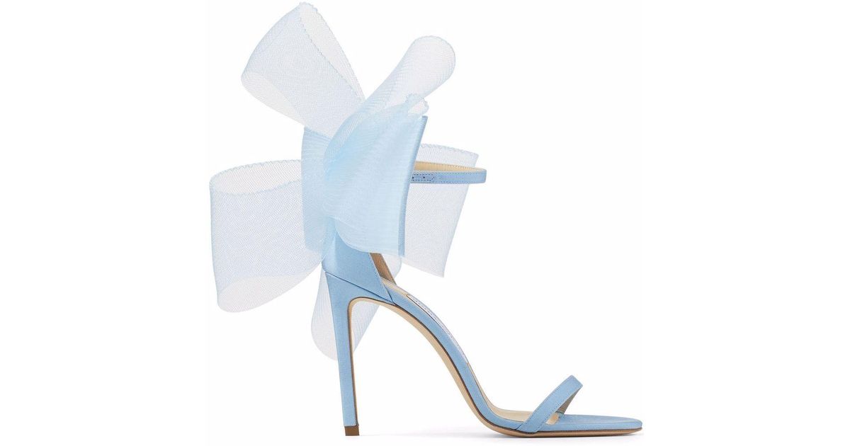 Jimmy Choo Aveline 100mm Bow Sandals in Blue | Lyst