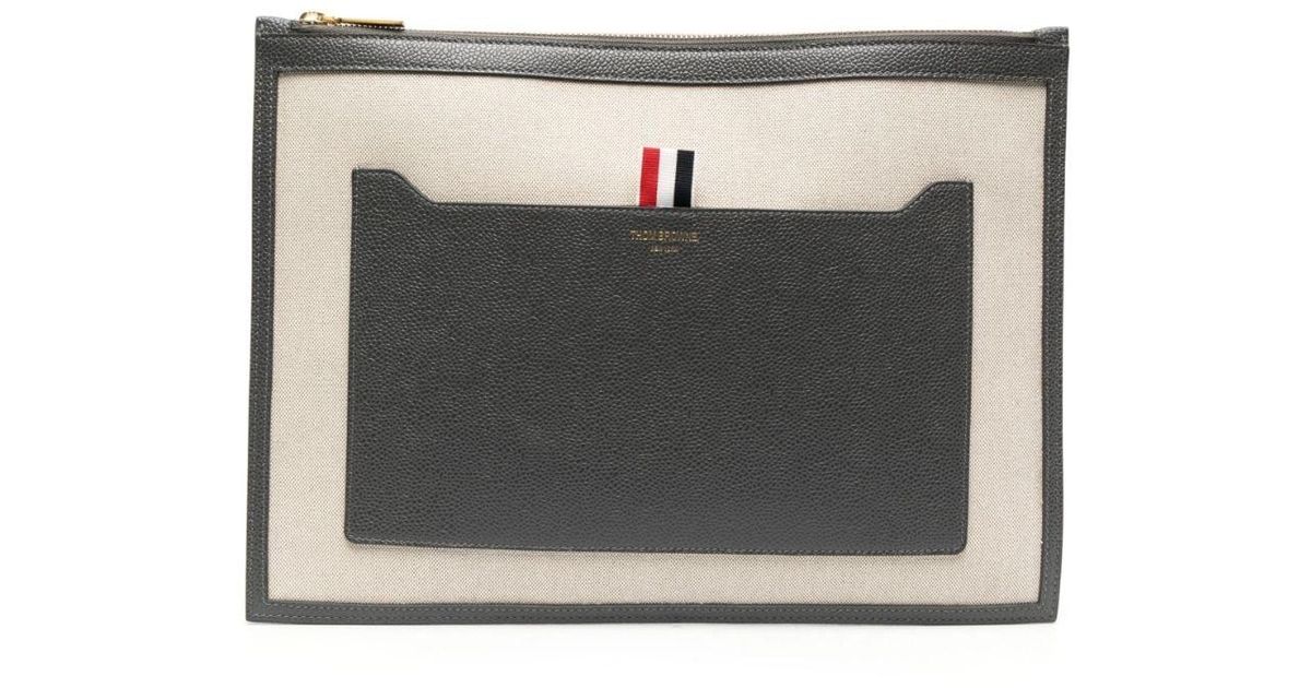 Thom Browne Twotone Canvas Document Holder in Black for Men Lyst
