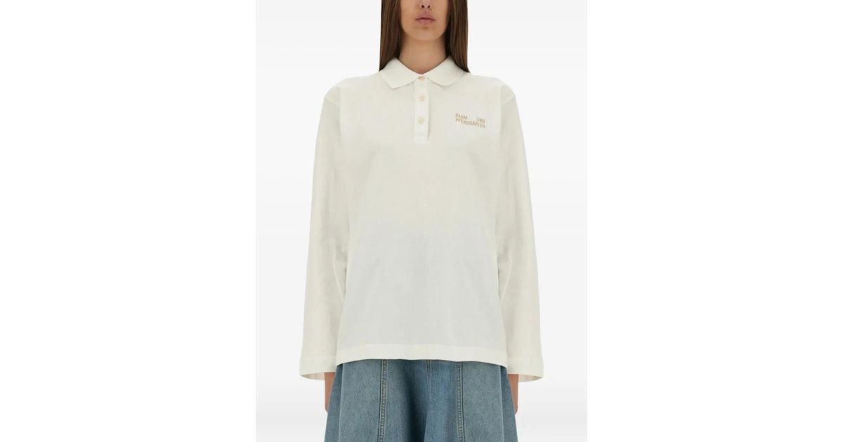 Baum und Pferdgarten Jeanne Long-Sleeve Polo Shirt in Natural | Lyst