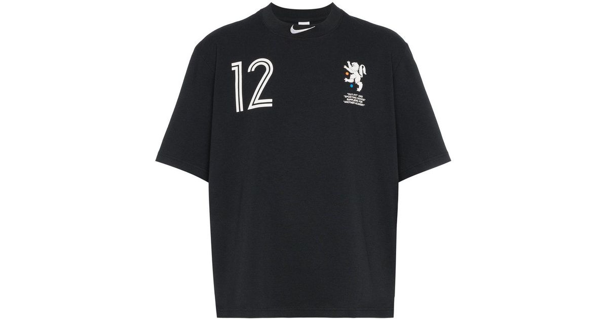 Nike X Off White Logo Print Cropped Cotton T Shirt In Black For Men Lyst Nike X Off White Logo Print Cropped Cotton T Shirt In Black For Men Lyst