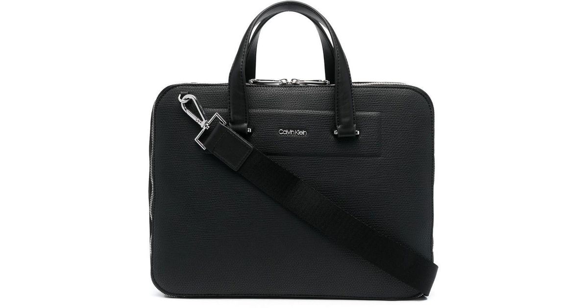 Tods Logo-plaque Leather Briefcase in Black for Men Mens Bags Briefcases and laptop bags 