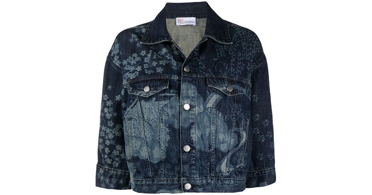 RED Valentino Denim Oriental Toile de Jouy Jeansjacke in Blau - Lyst