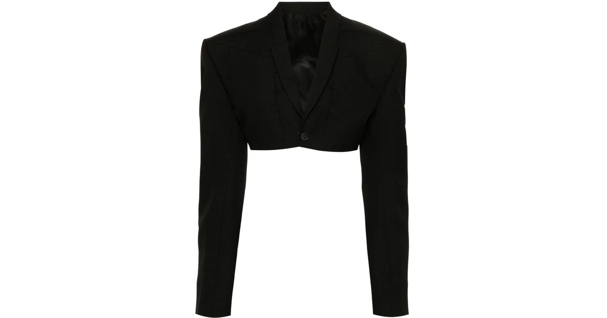 Rick Owens Tatlin Strap-Detail Cropped Blazer in Black | Lyst