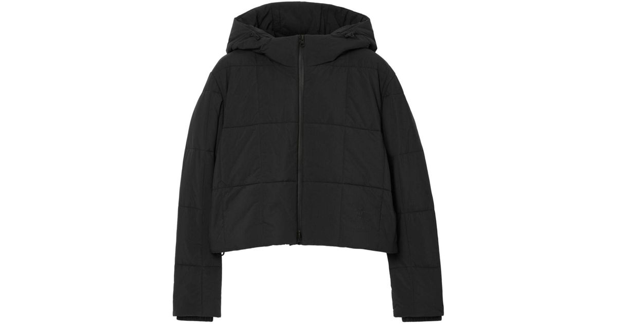 Burberry Hooded Cropped Quilted Jacket in Black Lyst