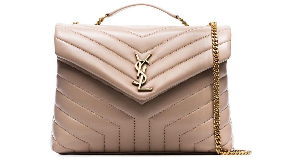 Saint Laurent Beige Loulou Y-Quilted Leather Medium Chain Shoulder Bag