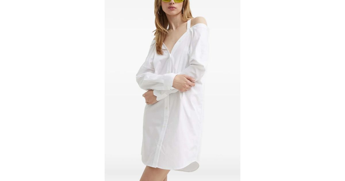 Hugo Off HUGO Off-Shoulder Strap Mini Dress in White | Lyst UK