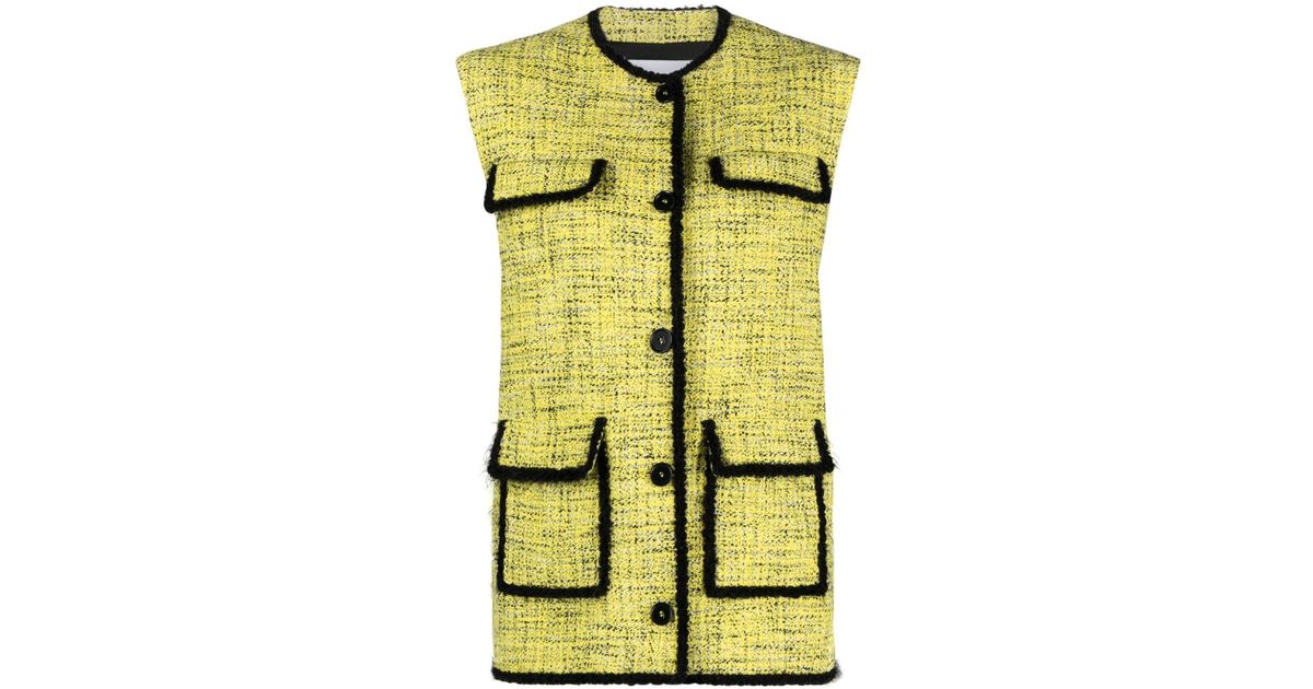 MSGM Yellow Contrasting trim Tweed Waistcoat