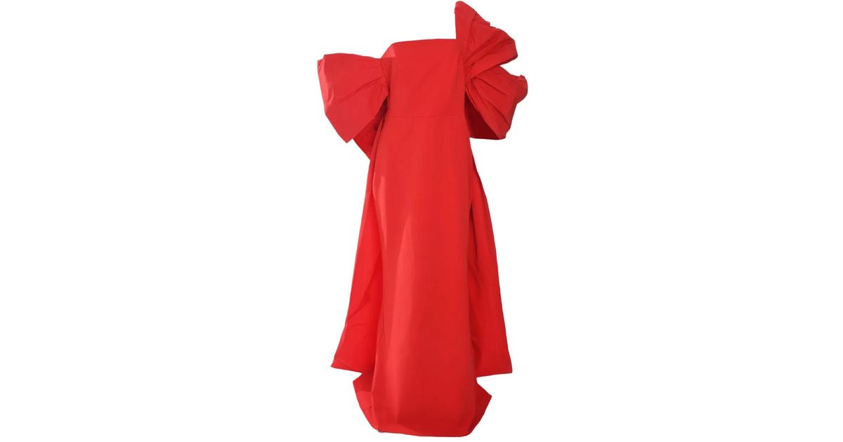 Taffeta Ruffle Dress - Red main image 1