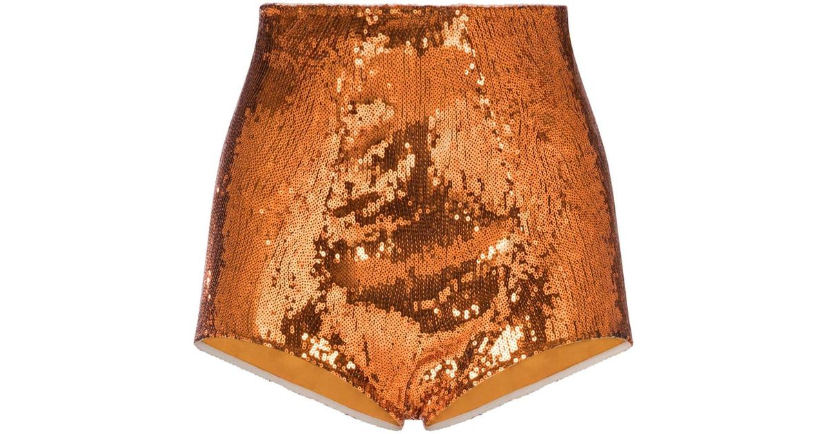Dolce & Gabbana Orange Sequin Shorts | Lyst Canada