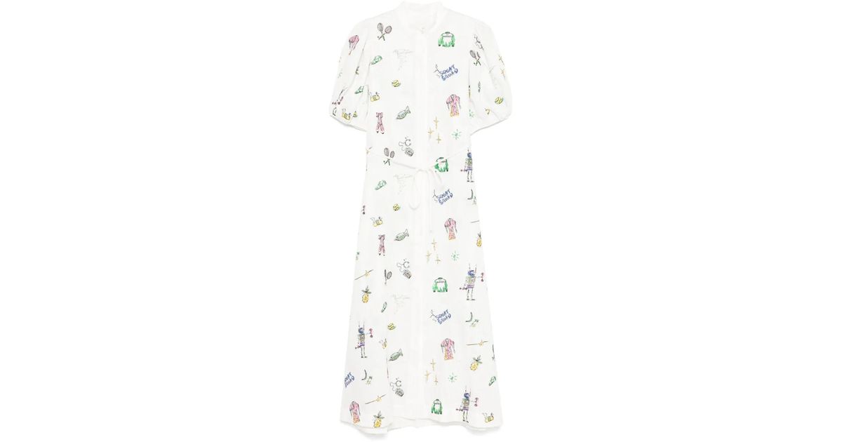 ALMAIS Play Embroidered Shirt Dress in White | Lyst Australia